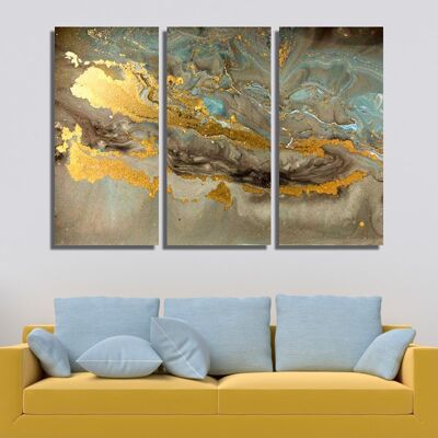Canvas Golden colors abstraction -3 Parts - S