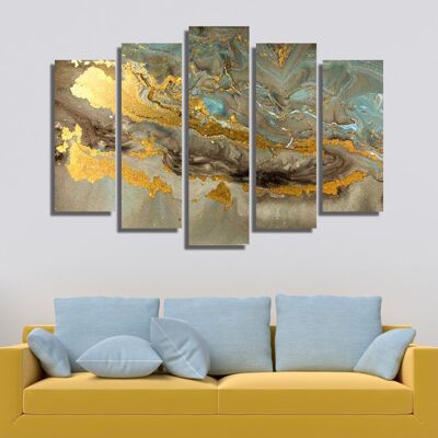 Canvas Golden colors abstraction -5 Parts - M
