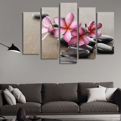 Canvas Zen stones, bamboo and jasmine -5 Parts - S