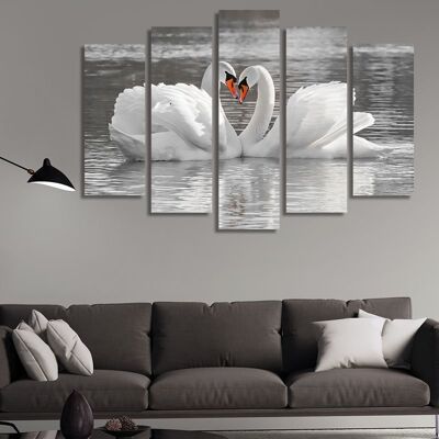 Canvas Romantic swans -5 Parts - S
