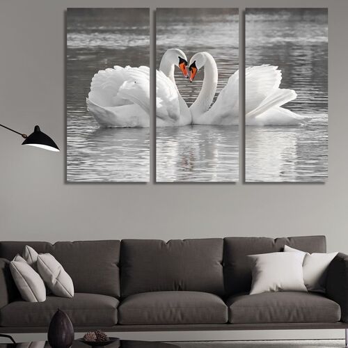 Canvas Romantic swans -3 Parts - M
