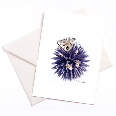 Globe thistle hedgehog - card with color core and envelope | 085