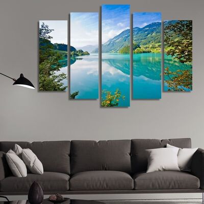 Canvas A lake in the mountain -5 Parts - S