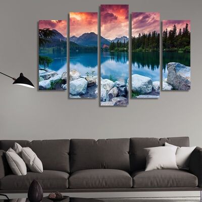 Canvas Beautiful lake -5 Parts - S