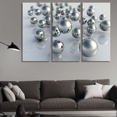 Canvas Silver Spheres -3 Parts - S