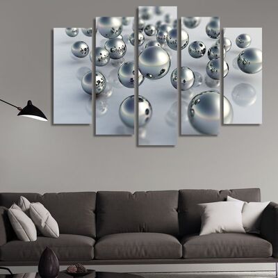 Canvas Silver Spheres -5 Partes - S