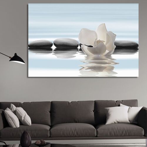 Canvas Flower in a lake and stones -1 Part - S