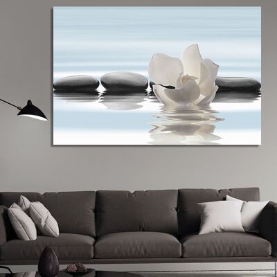 Toile Fleur dans un lac et pierres -1 Partie - S