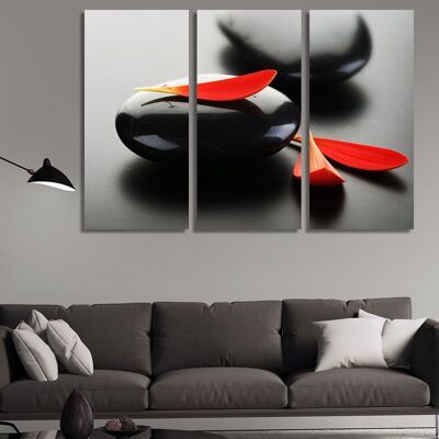 Canvas Zen stones and red leaves -3 Parts - M