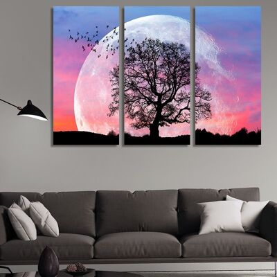 Canvas Tree at moonlight -3 Parts - S
