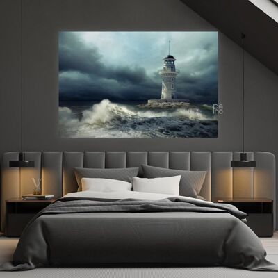 Canvas Lighthouse in the turbulent sea -1 Part - S