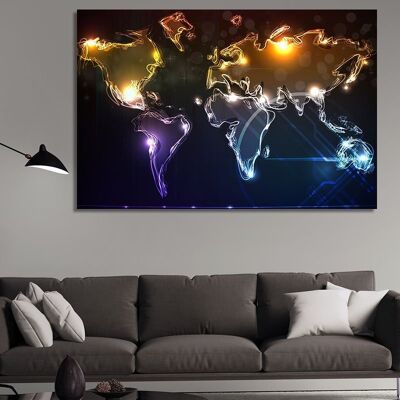 Carte du monde en verre Canvas -1 Part - S