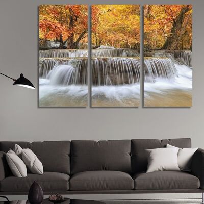 Leinwand Herbst Wasserfall -3 Teile - M