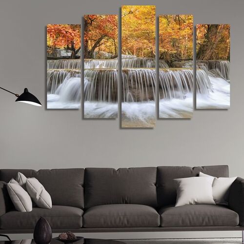 Canvas Autumn Waterfall -5 Parts - M