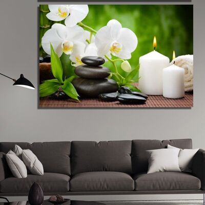 Canvas White flowers and candles -1 Part - S