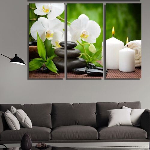 Canvas White flowers and candles -3 Parts - S