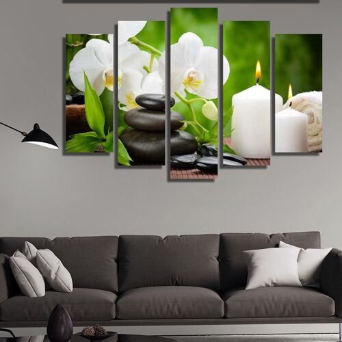 Canvas White flowers and candles -5 Parts - S