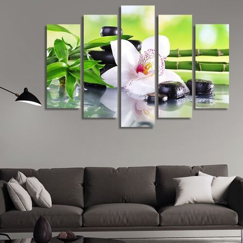 Canvas Orchid and bamboo -5 Parts - M