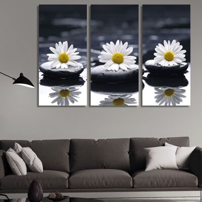 Canvas Zen stones and daisies -3 Parts - S