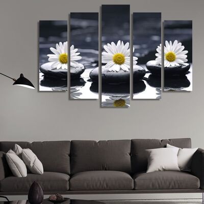 Canvas Zen stones and daisies -5 Parts - M