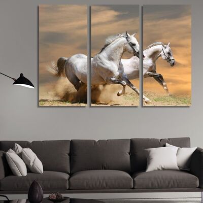 Canvas Running horses at sunset -3 Parts - S