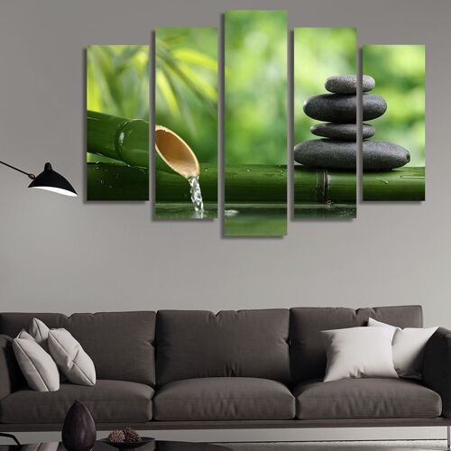 Canvas Zen stones and bamboo -5 Parts - S