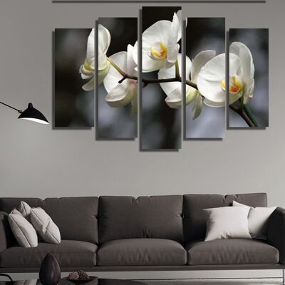 Canvas White flowers -5 Parts - S