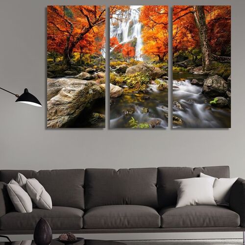 Canvas Forest waterfall -3 Parts - S