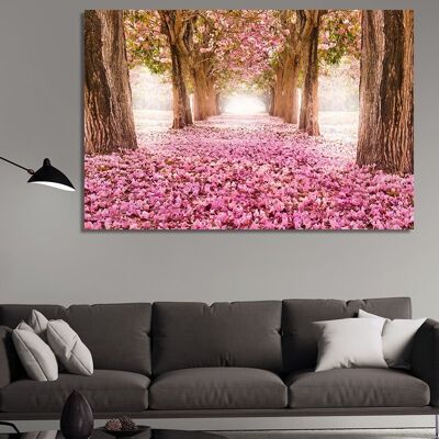 Canvas Pink flowers and trees -1 Part - S