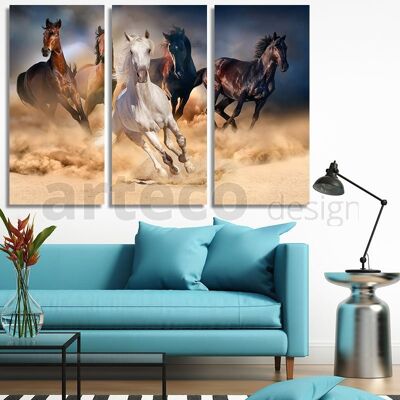 Canvas Horses in Gallop -3 Parts - S