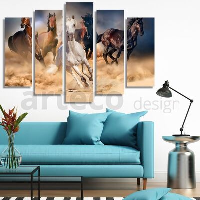 Toile Chevaux au Galop -5 Parties - M