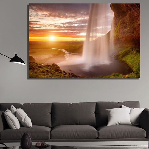 Canvas Waterfall at sunset -1 Part - S