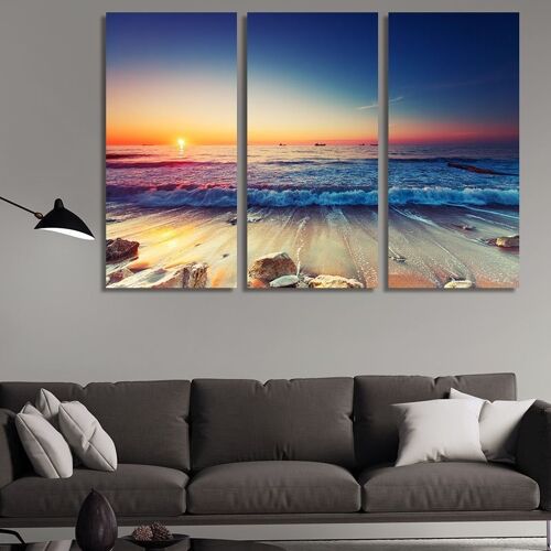 Canvas Sunset and beach -3 Parts - M