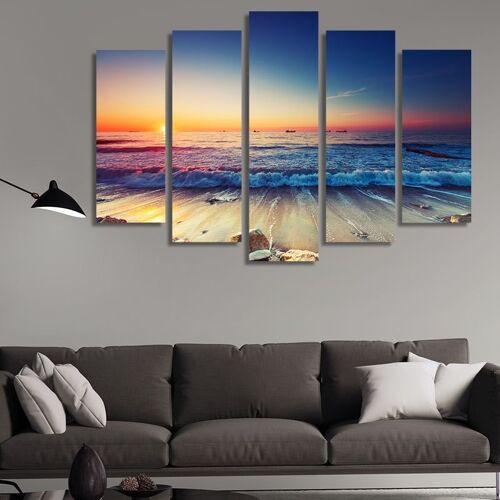 Canvas Sunset and beach -5 Parts - M