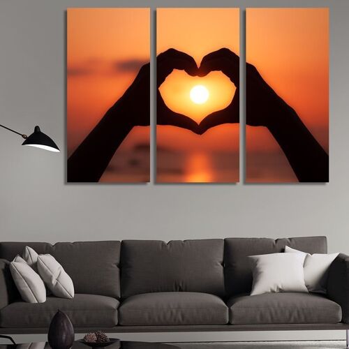 Canvas Heart from sunset -3 Parts - M