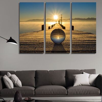 Canvas Sunrise and a glass globe -3 Parts - S