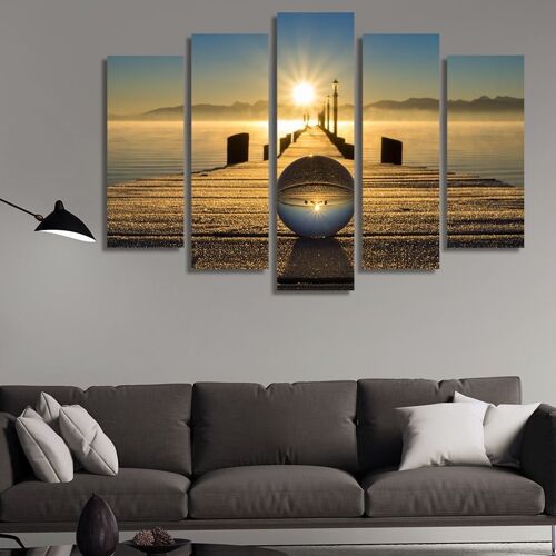 Canvas Sunrise and a glass globe -5 Parts - S