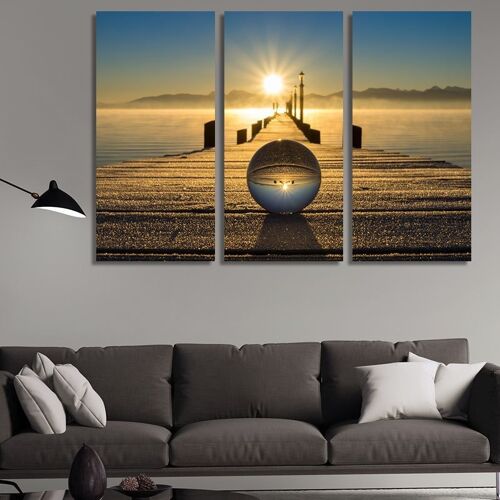 Canvas Sunrise and a glass globe -3 Parts - M