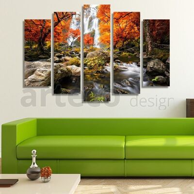 Canvas Mountain Waterfall -5 partes - S
