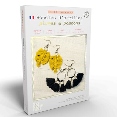 French'Kits - Bricolaje - Pendientes - Plumas y pompones