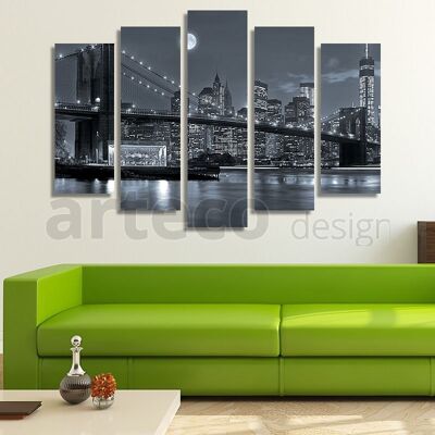 Canvas Brooklyn Bridge Black and White -5 Parts - S