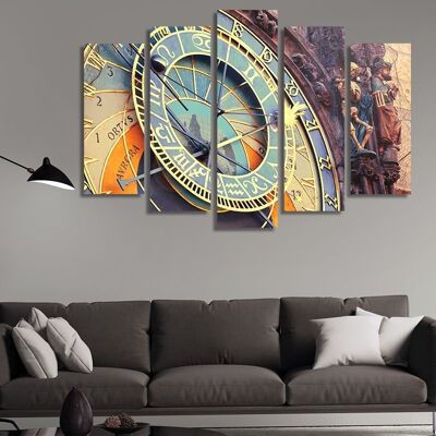 Canvas The Astronomical Clock, Prague -5 Parts - M