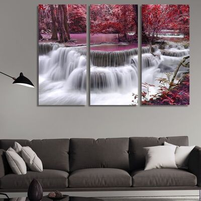 Canvas Pink waterfall -3 Parts - S