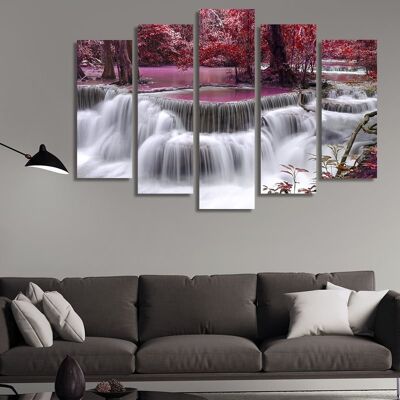 Canvas Pink waterfall -5 Parts - S