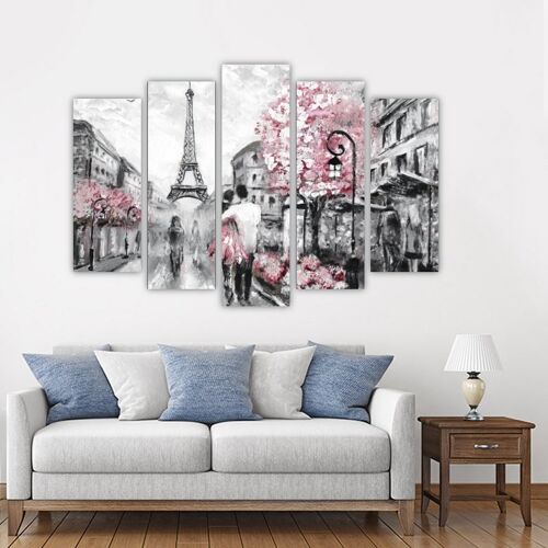 Canvas Illustration of Paris -5 Parts - S