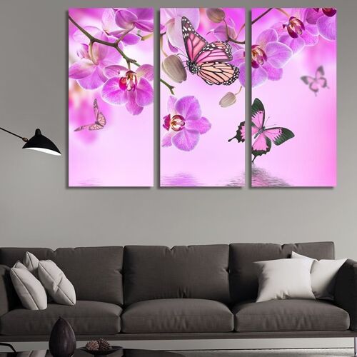 Purple flowers and butterflies -3 Parts - M