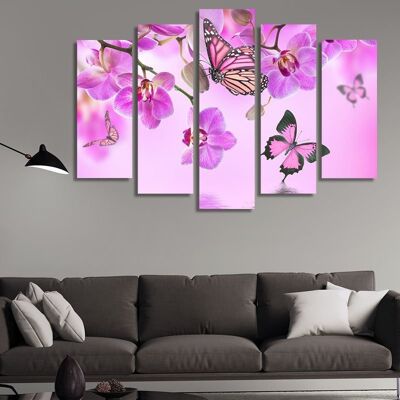 Purple flowers and butterflies -5 Parts - M