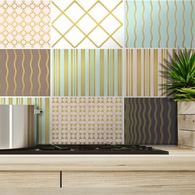 Decoración de azulejos: rectangular, autoadhesivo, impermeable, diseño 91