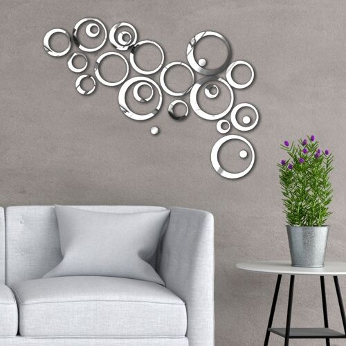 Mirror circles - 24 pieces - Self-adhesive mirror decoration