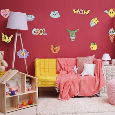 Visages souriants - stickers pour chambre de fille